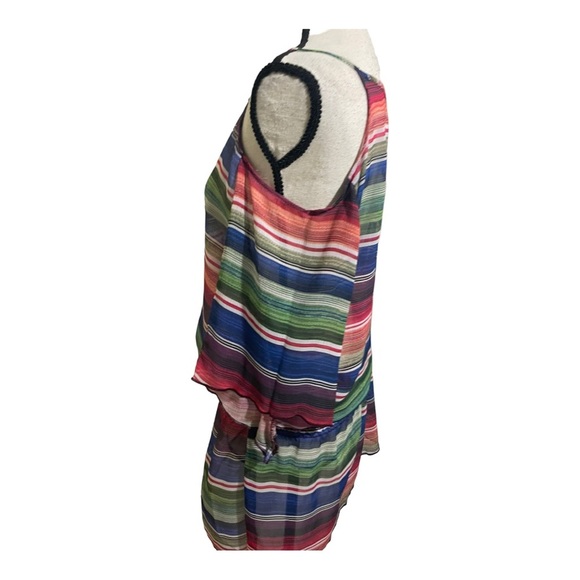 Becca cold shoulder swim cover up. Striped elastic waist XSmall - Picture 10 of 12
